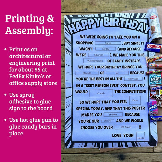Printable Birthday Candy Poster - PDF Download