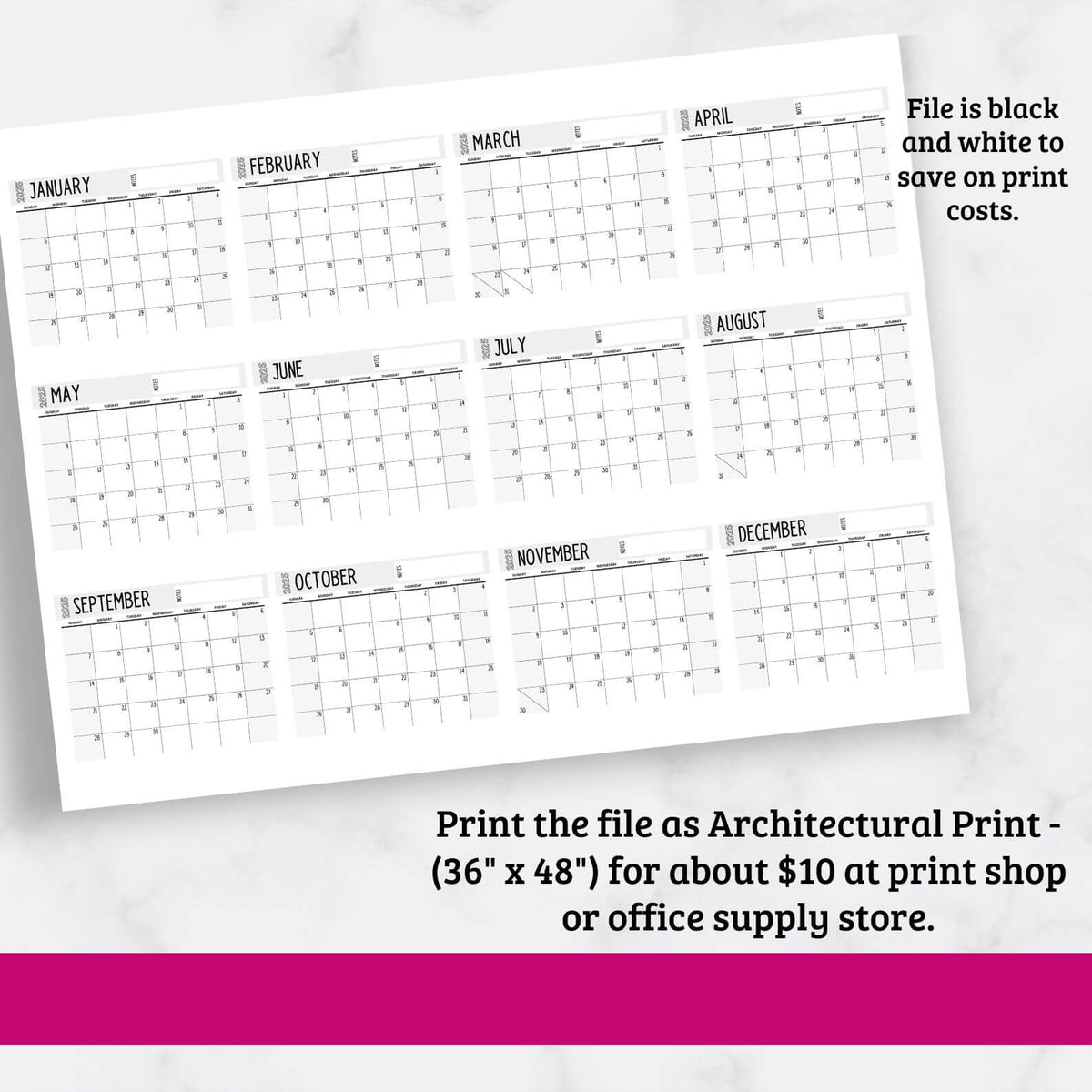 Giant 2025 Printable Wall Calendar The Savvy Sparrow