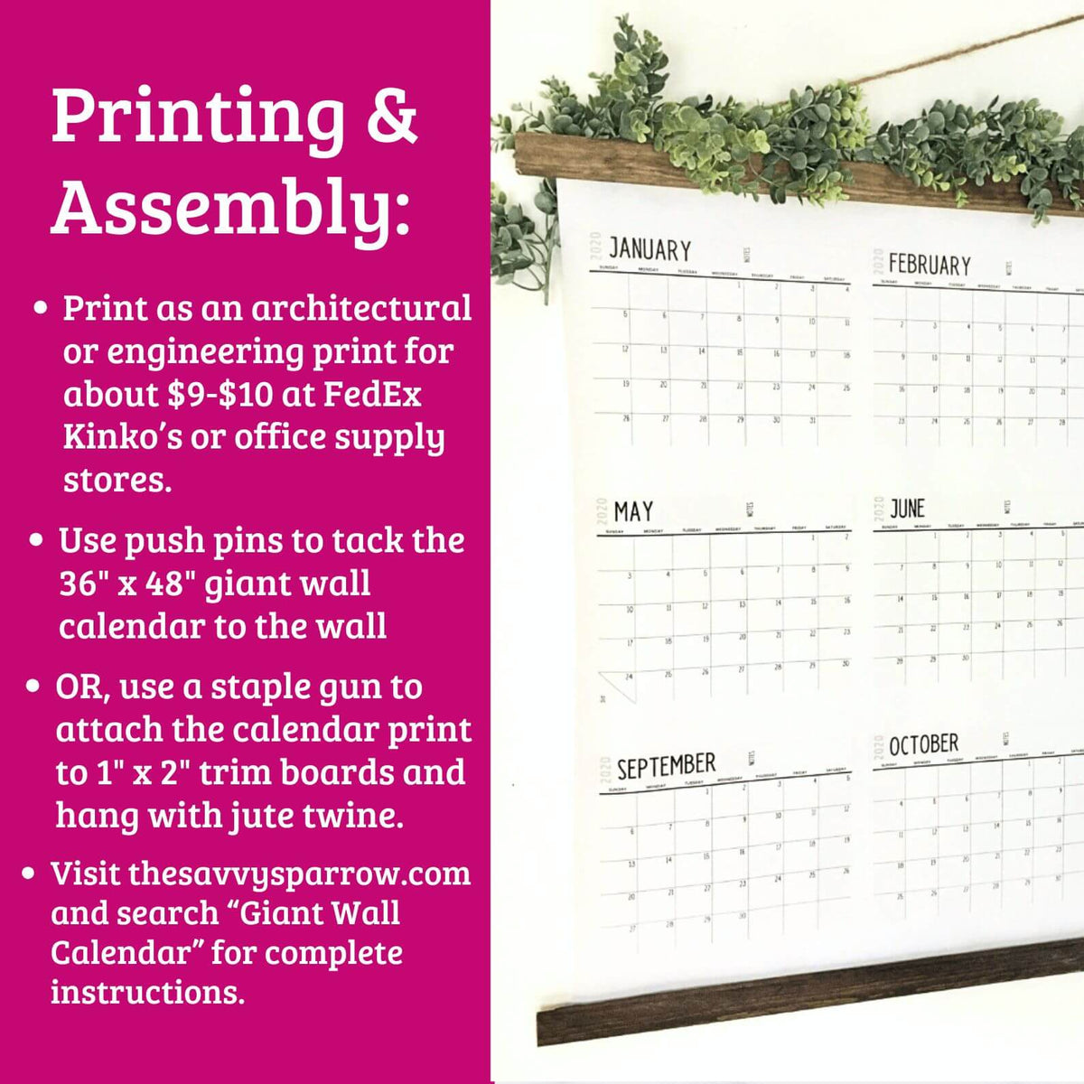 Giant 2025 Printable Wall Calendar The Savvy Sparrow