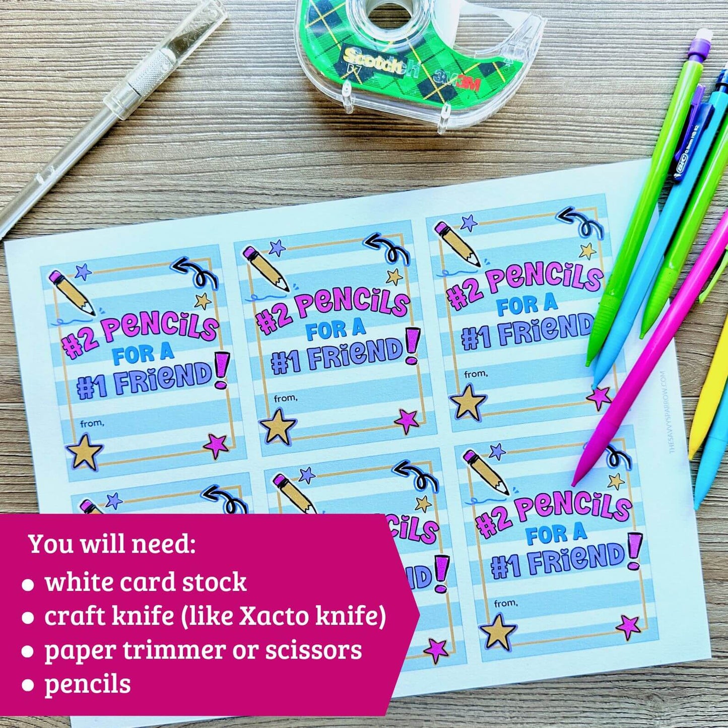 Printable Pencil Valentines for Kids