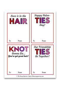 Printable Valentines Cards for Hair Ties