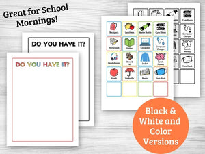 Kids Ready for School Checklist - Digital Download