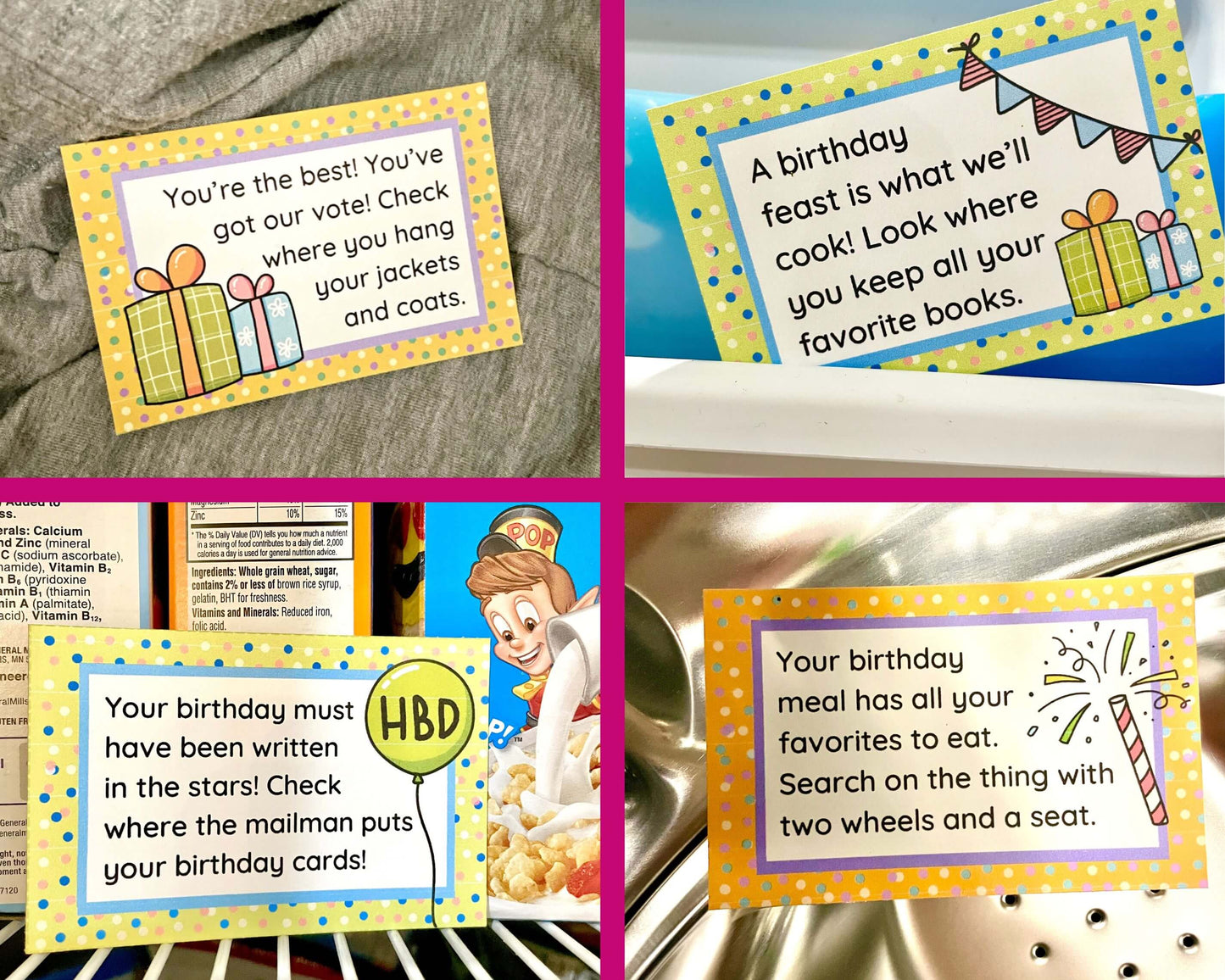 Birthday Treasure Hunt Clues for Kids - 33 Rhyming Clues