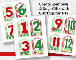 12 Days of Christmas Gift Tags for Him - 36 Different Tags!