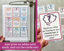 Load image into Gallery viewer, "Would You Rather" Questions for Kids - 117 Printable Cards!