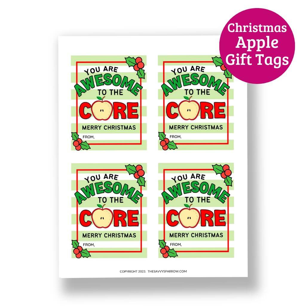 Christmas Caramel Apple Gift Tags