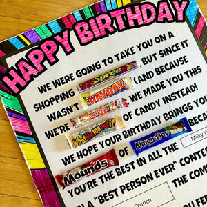 Printable Birthday Candy Poster - PDF Download