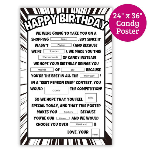 Printable Birthday Candy Poster - PDF Download