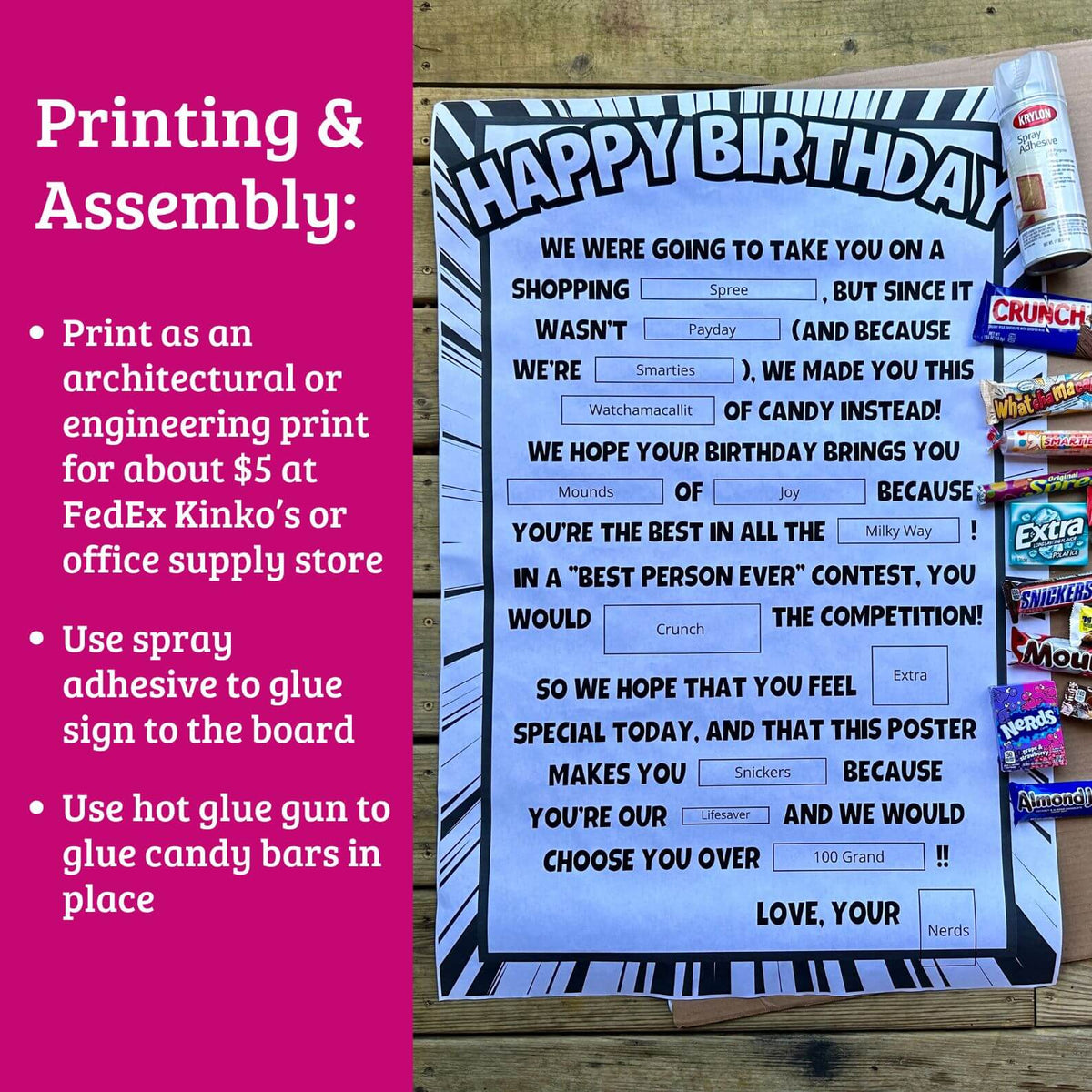 Printable Birthday Candy Poster - DIY Gift Idea! – The Savvy Sparrow