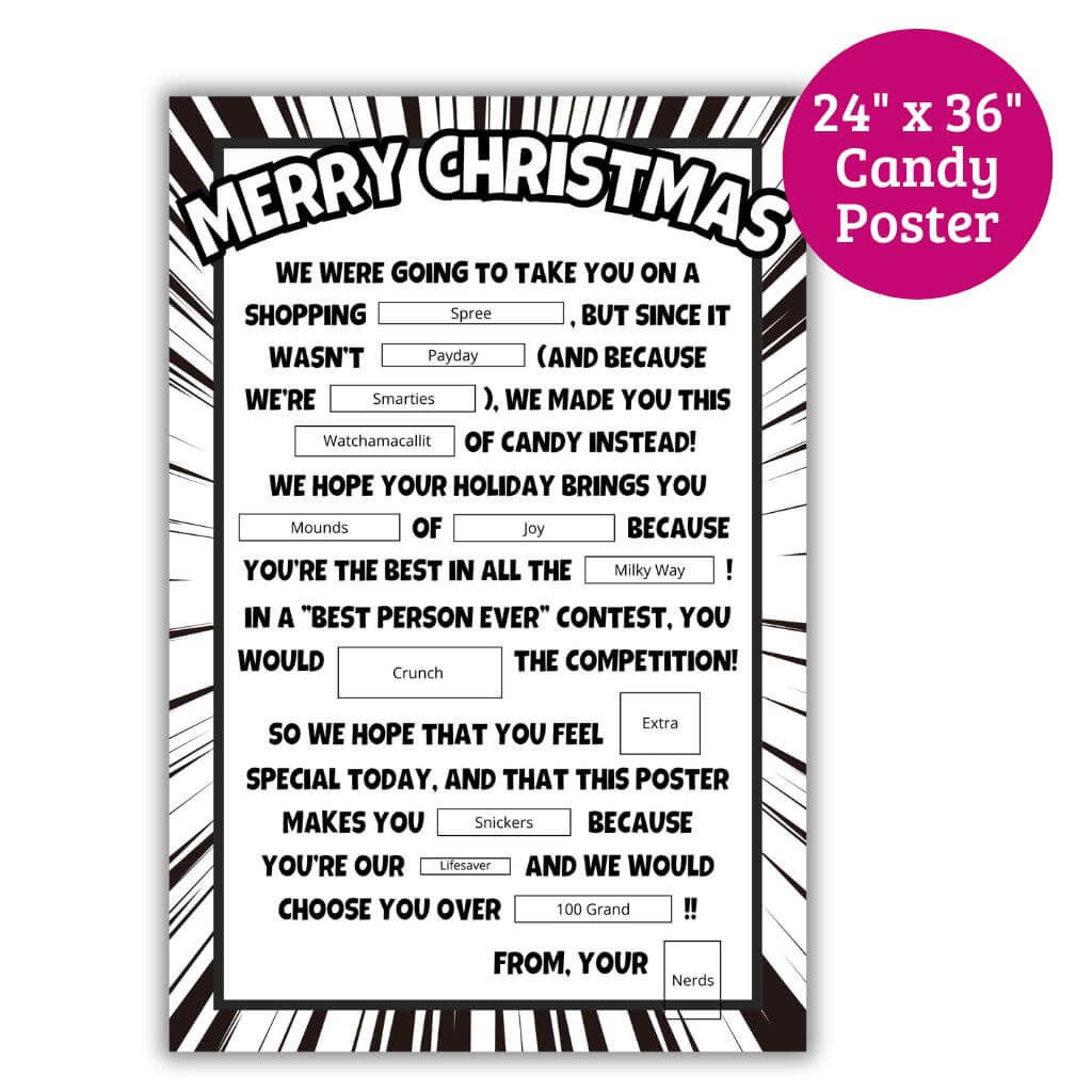 Printable Christmas Candy Poster - PDF Download