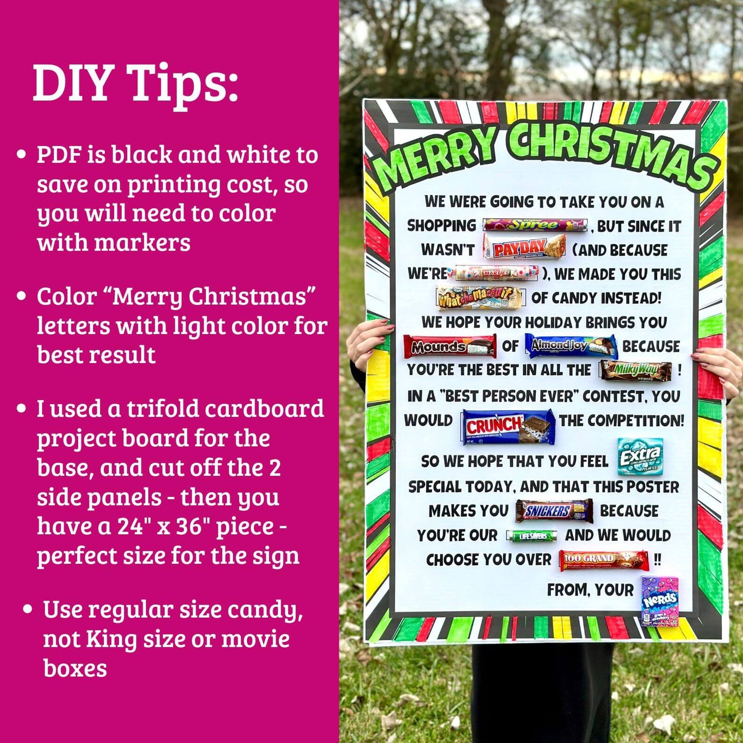Printable Christmas Candy Poster - PDF Download