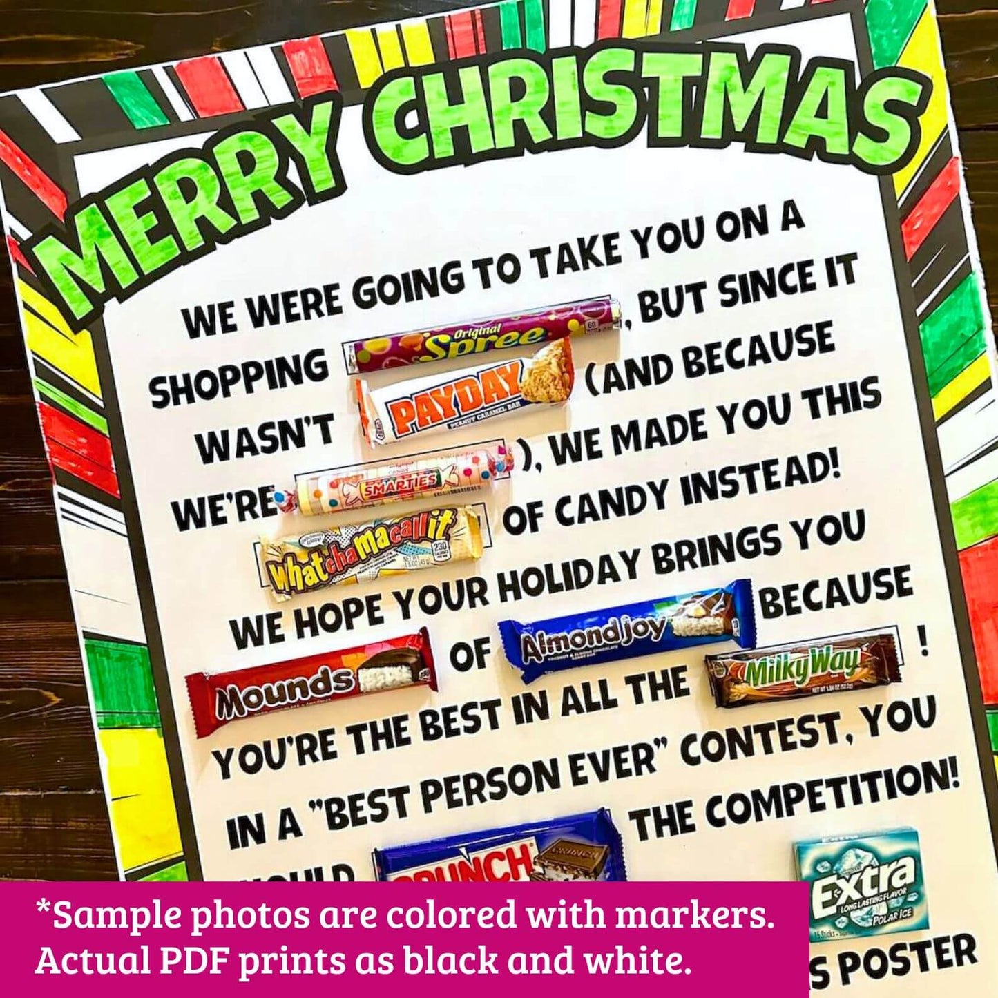 Printable Christmas Candy Poster - PDF Download