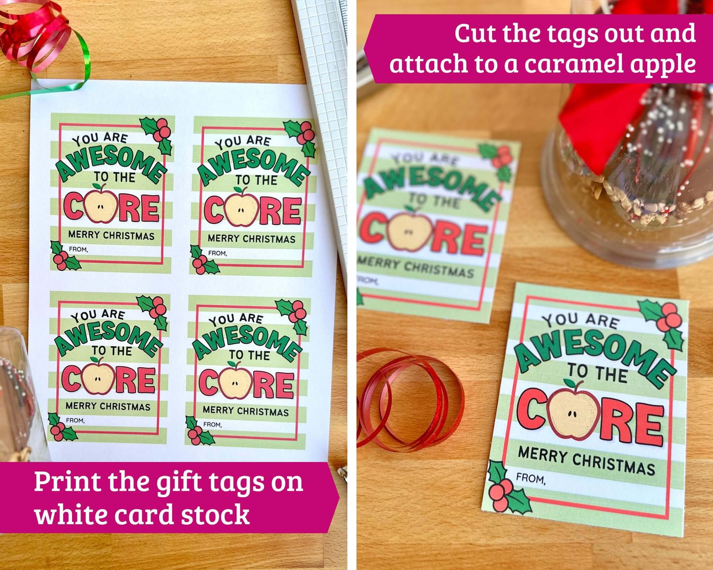 Christmas Caramel Apple Gift Tags