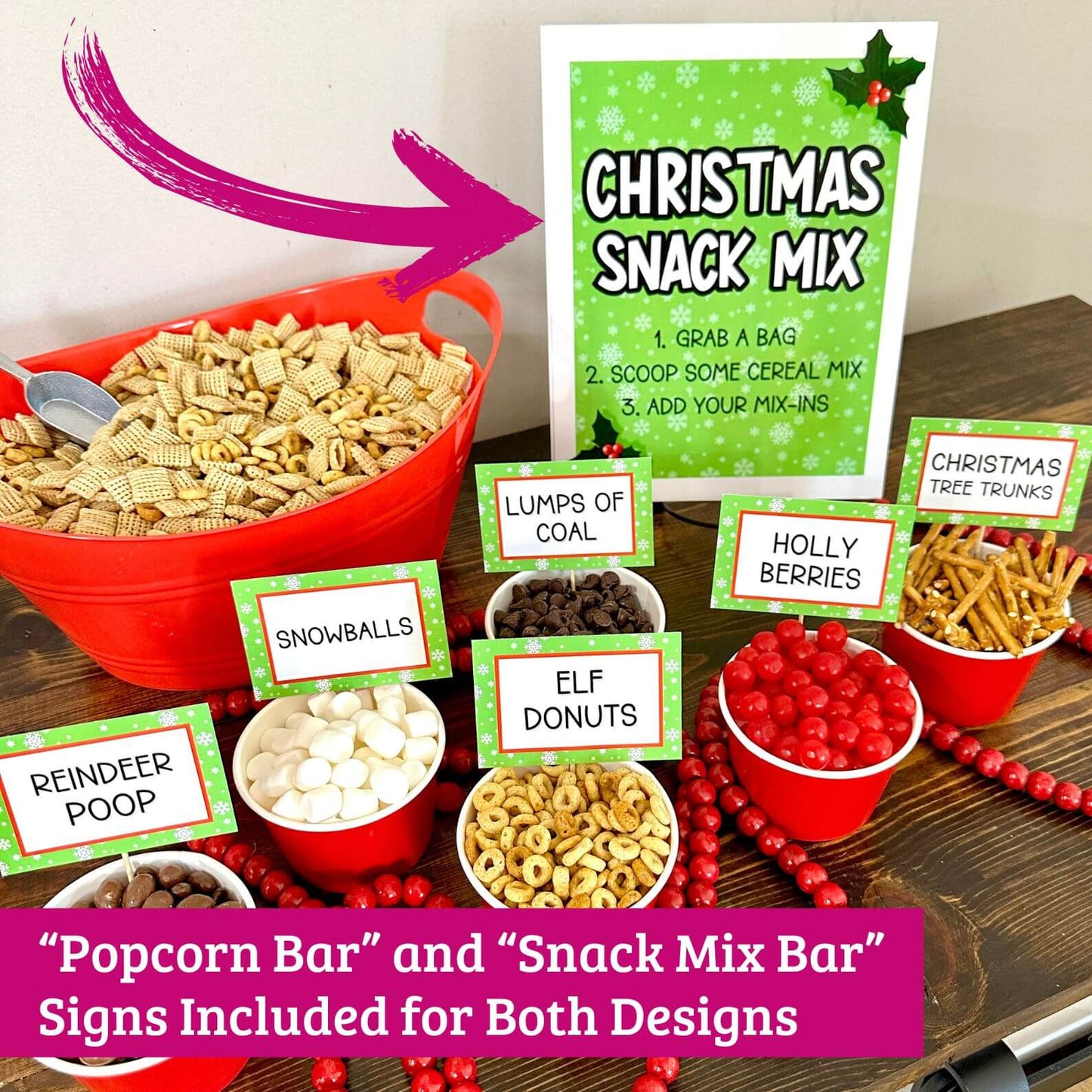 Christmas Popcorn Bar Signs
