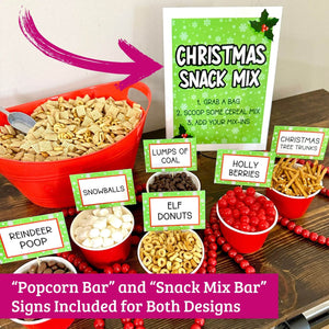 Christmas Popcorn Bar Signs