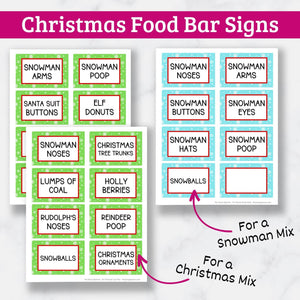 Christmas Popcorn Bar Signs