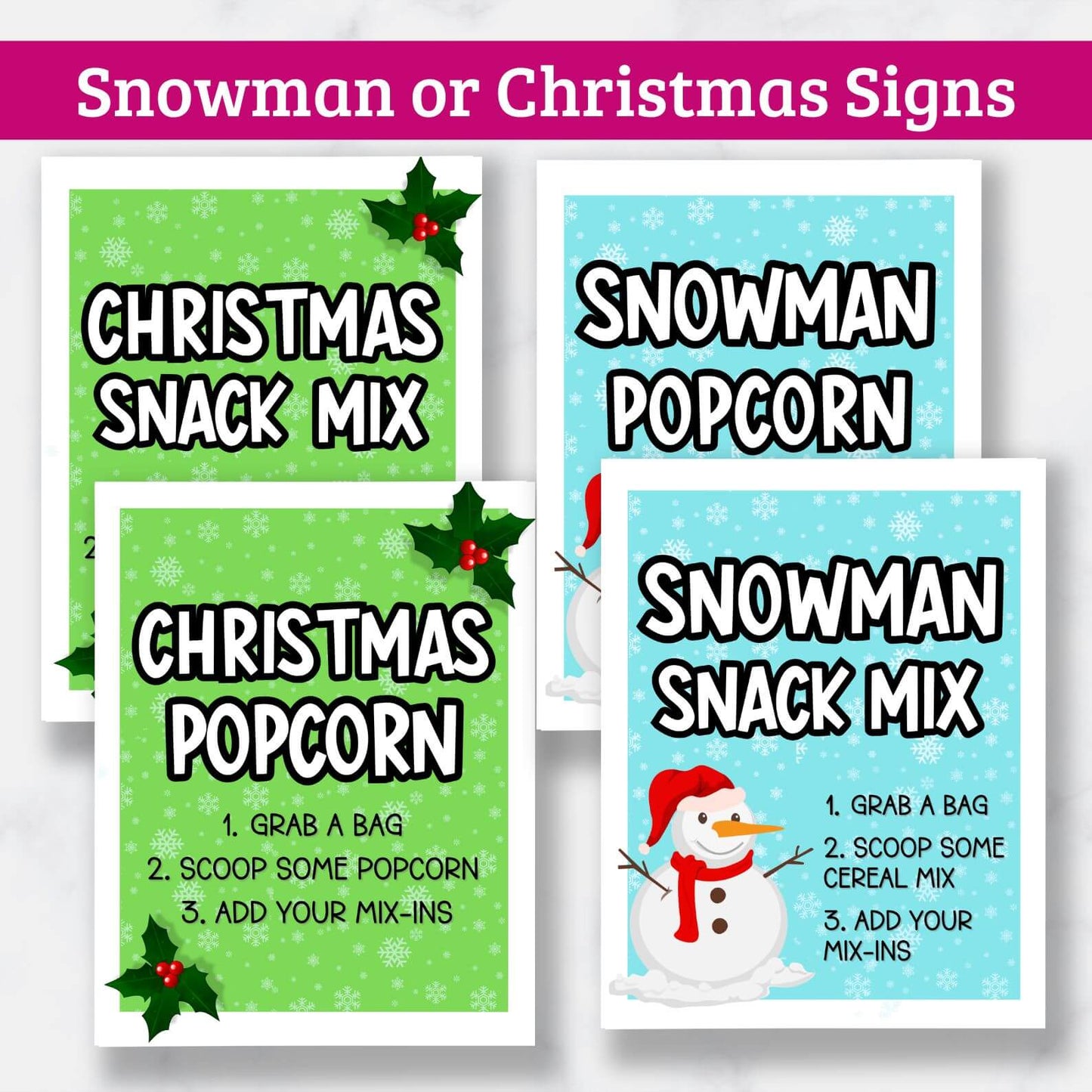 Christmas Popcorn Bar Signs