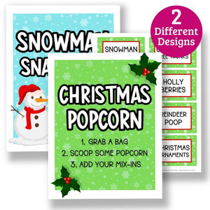 Christmas Popcorn Bar Signs