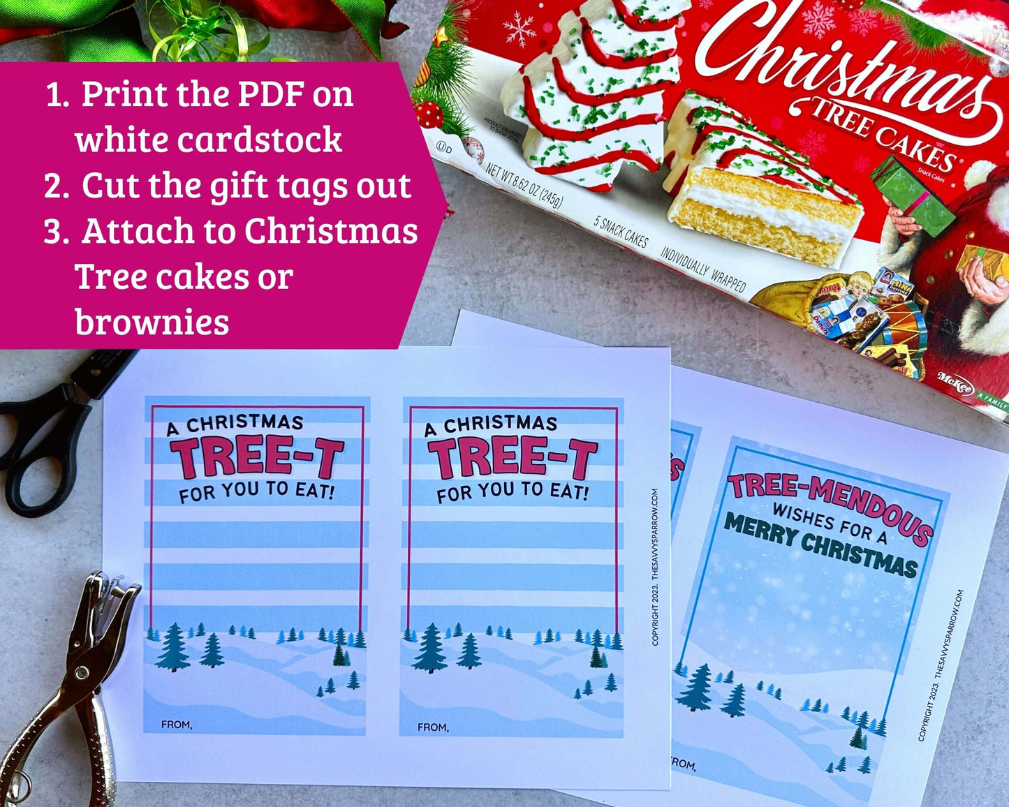 Christmas Tree Cake Gift Tags - Printable Tags