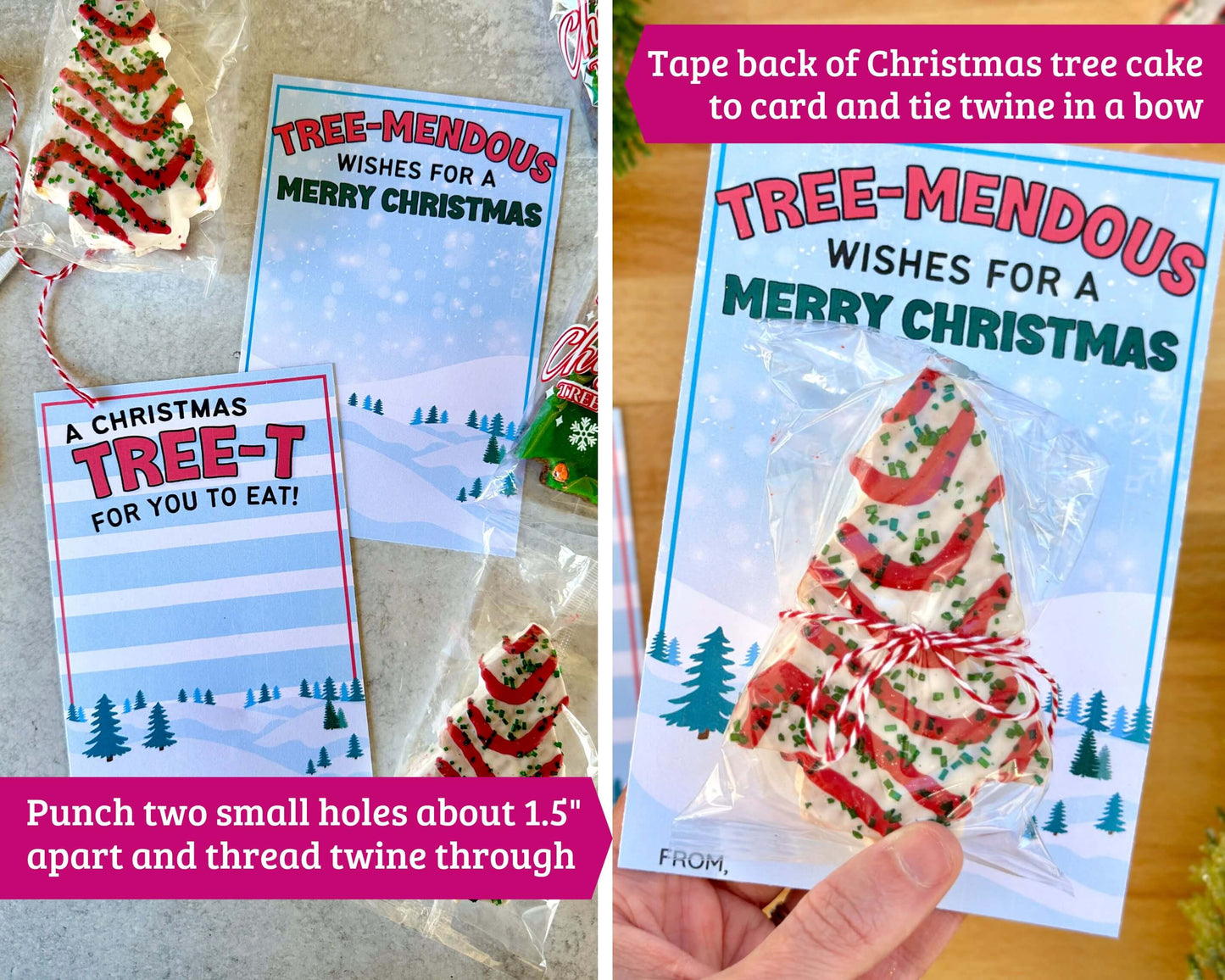 Christmas Tree Cake Gift Tags - Printable Tags