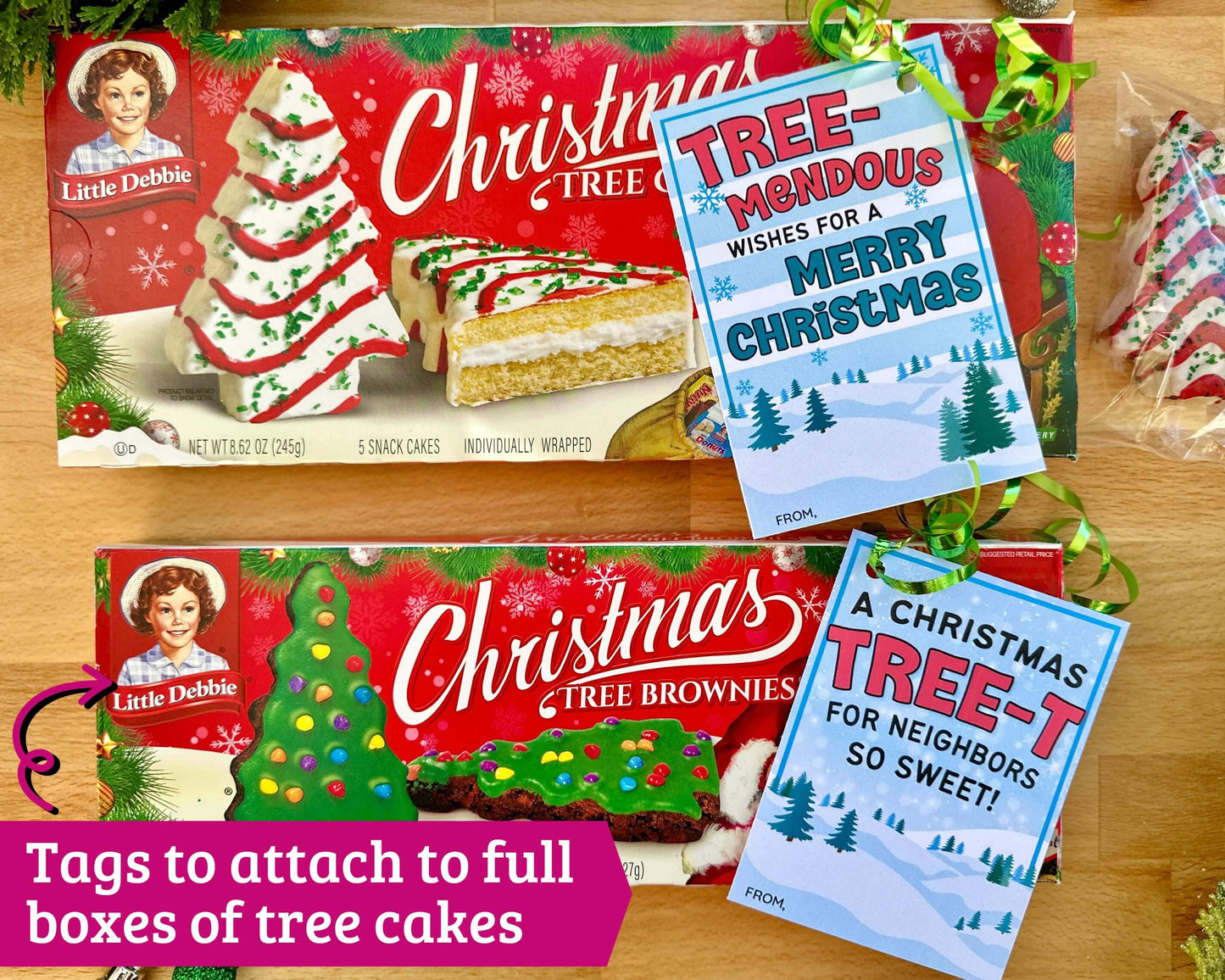 Christmas Tree Cake Gift Tags - Printable Tags