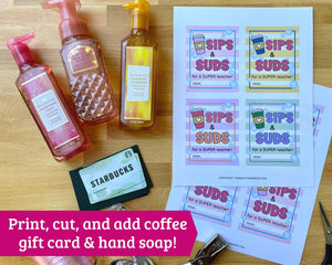 Hand Soap Teacher Gift Tags - 2 Page PDF