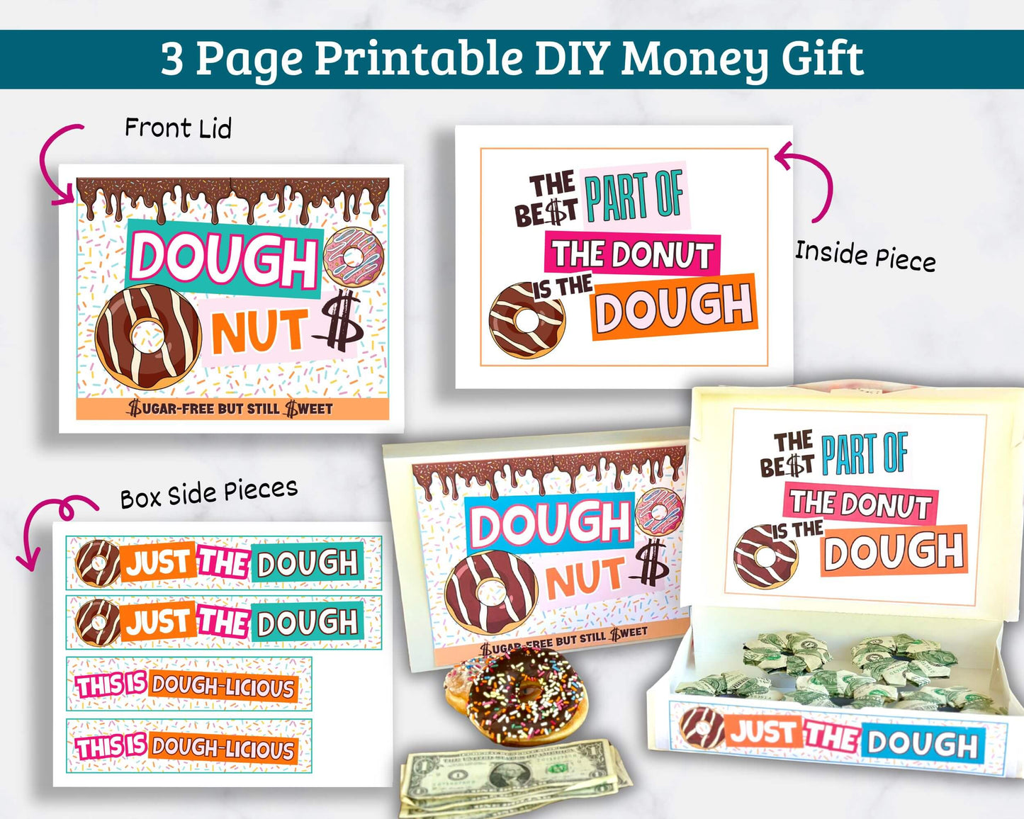 Donut Box Money Gift Printables