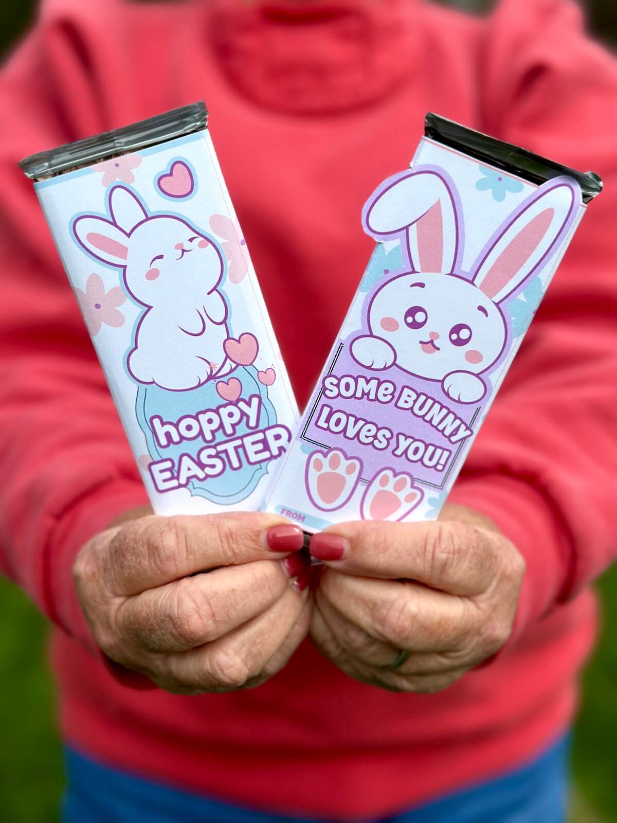 Easter Chocolate Bar Wrappers Printable – 4 Designs – Instant Download PDF