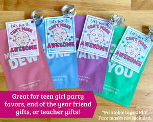 Spa Face Mask Gift Tags (Teen Kids Party Favors)