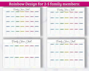 Family Chore Charts - 12 Different Fillable Charts - PDF Download