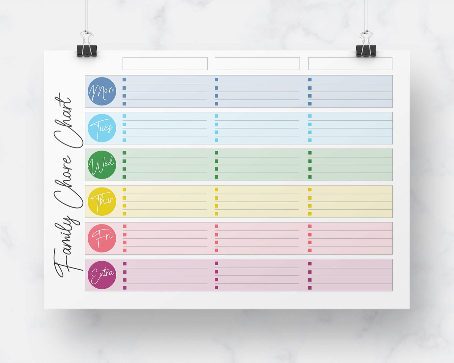 Family Chore Charts - 12 Different Fillable Charts - PDF Download