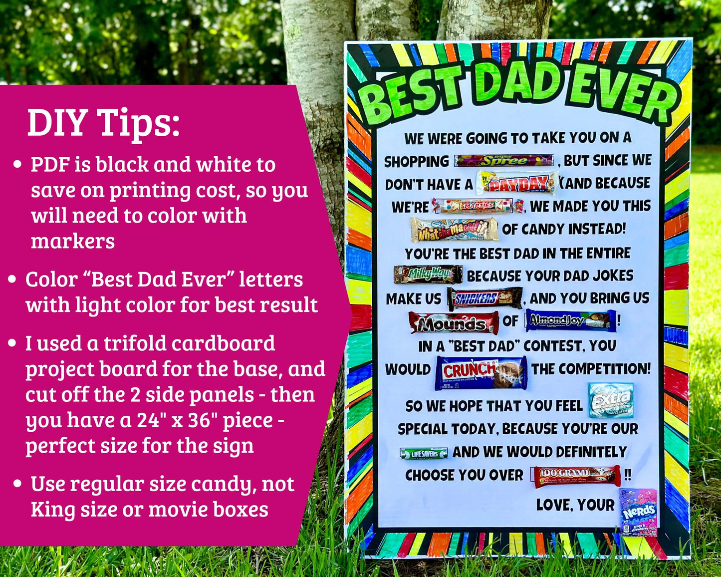 Printable Candy Poster Sign for Dad - PDF Download