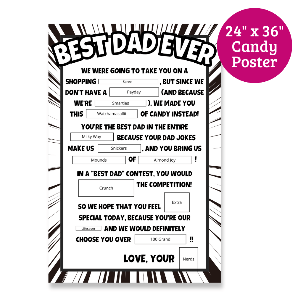 Printable Candy Poster Sign for Dad - PDF Download