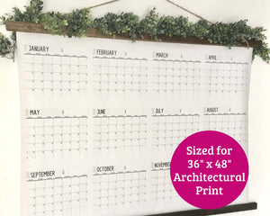 2024 Giant Printable Wall Calendar - 36" x 48" PDF