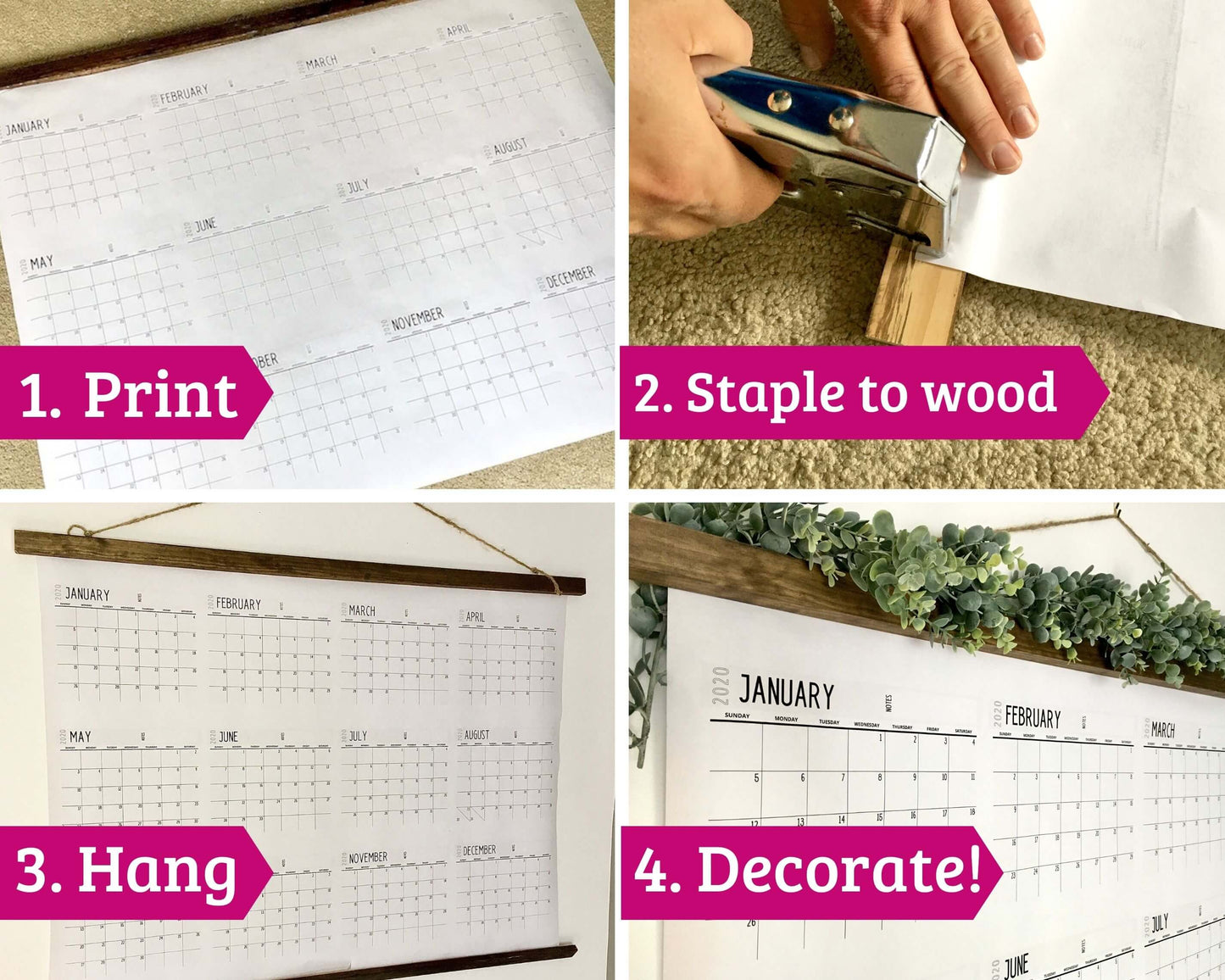 2026 Giant Printable Wall Calendar - 36" x 48" PDF