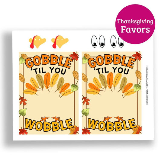 Gobble 'Til You Wobble Printable Thanksgiving Favor Tags