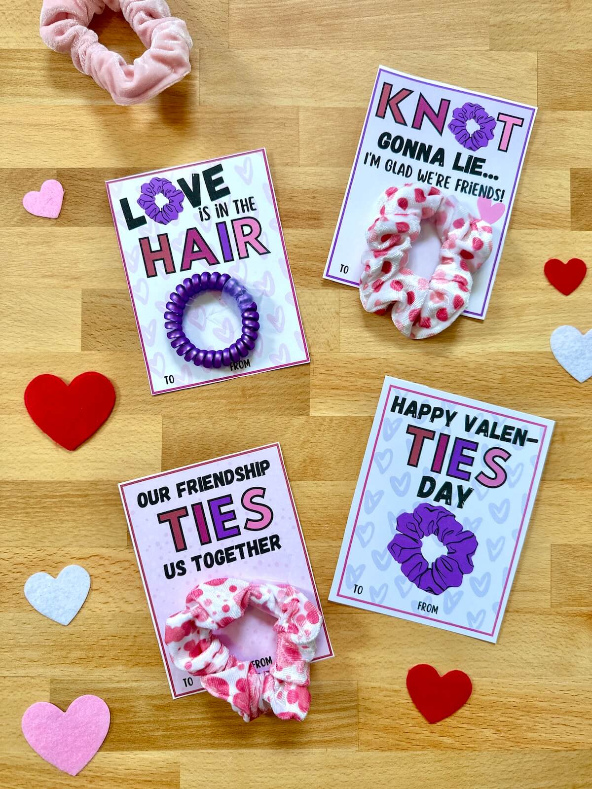 Printable Valentines Cards for Hair Ties