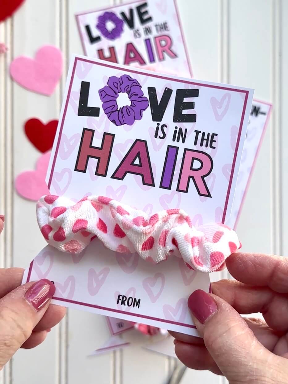 Printable Valentines Cards for Hair Ties