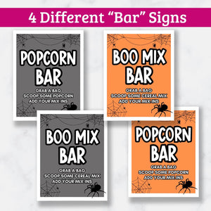 Halloween Popcorn Bar Signs