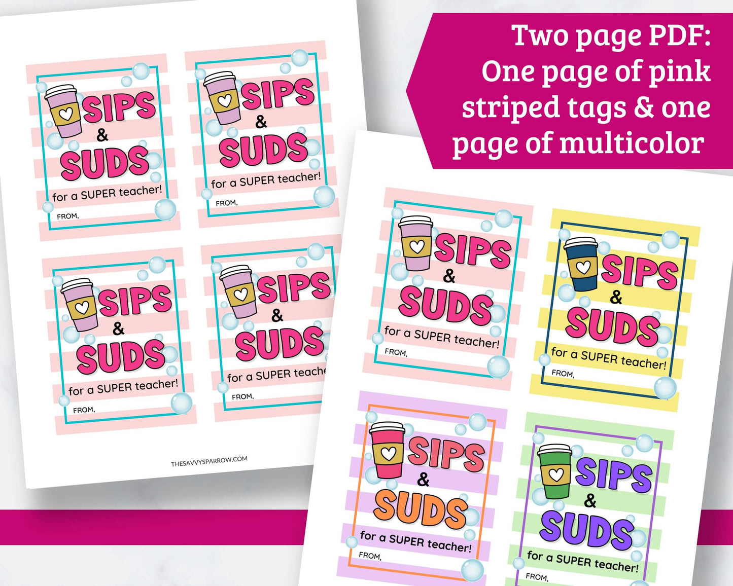 Hand Soap Teacher Gift Tags - 2 Page PDF