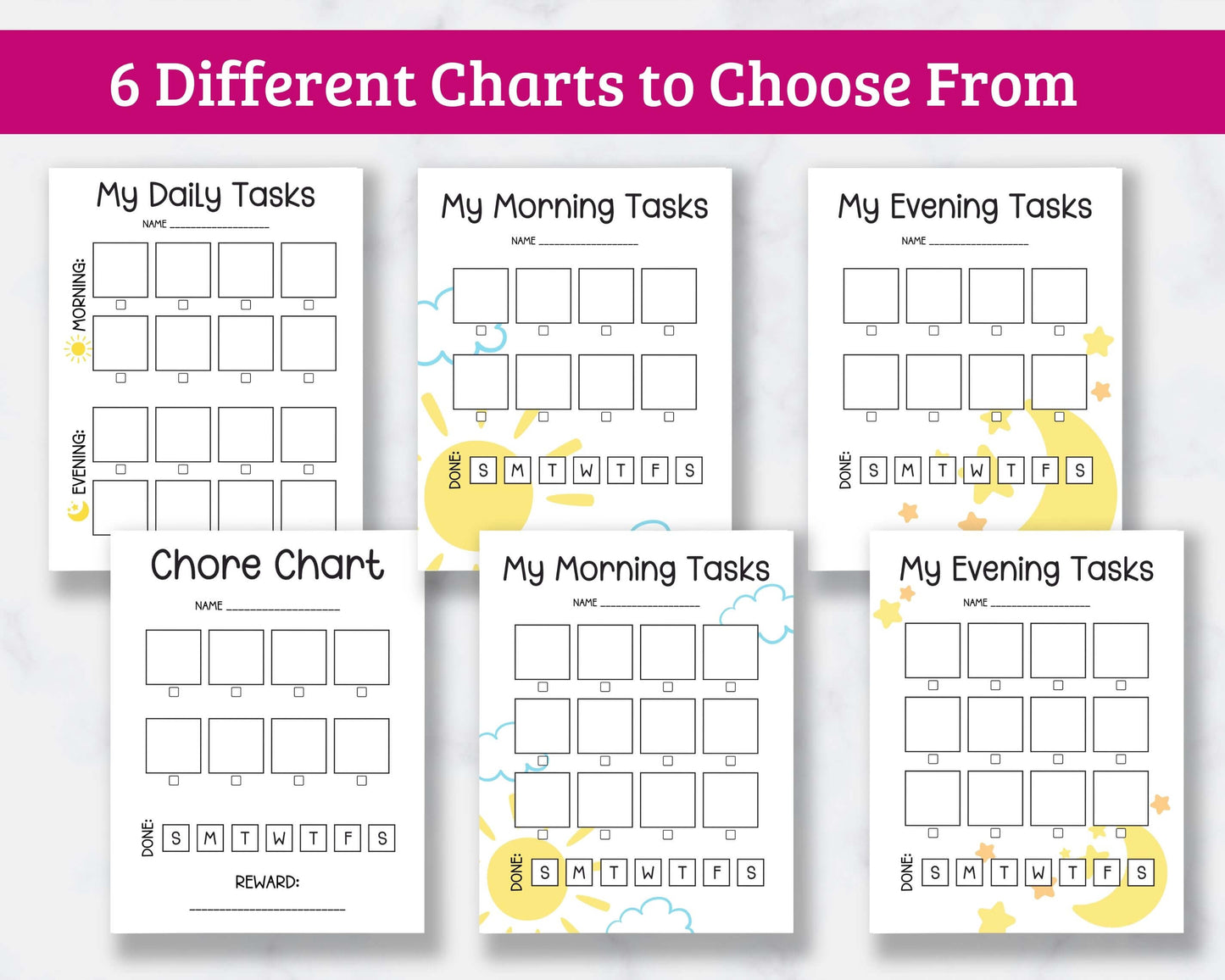Chore Chart and Routine Charts for Kids - Digital Download