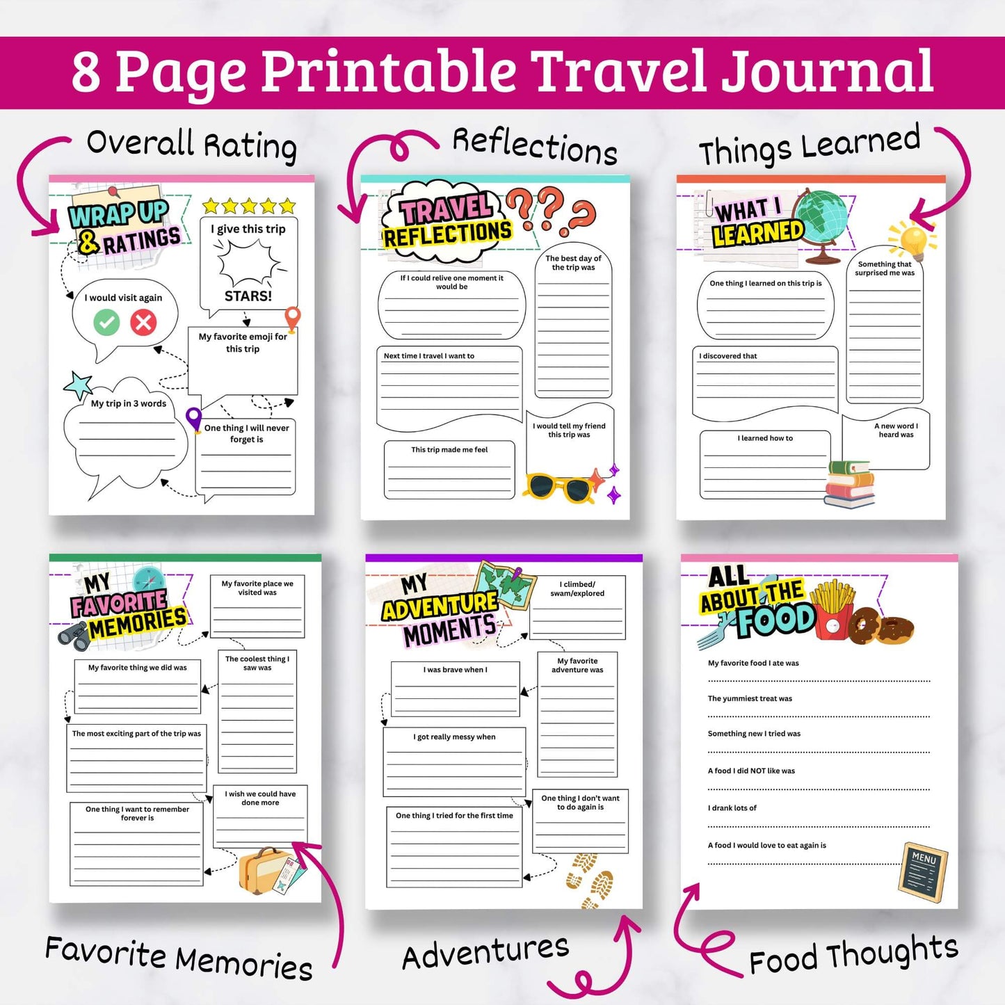 Travel Journal for Kids - 8 Page Printable