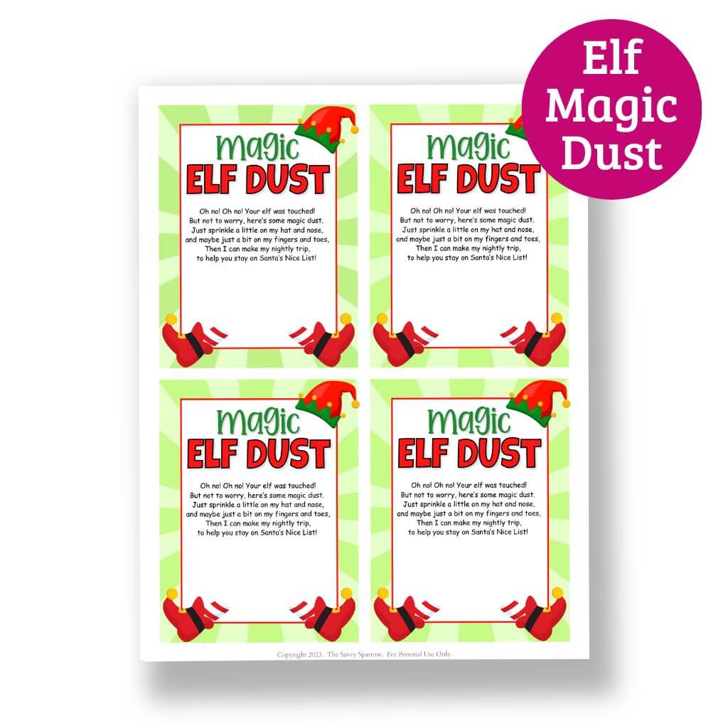 Printable Magic Elf Dust DIY Glitter Elf Dust PDF The Savvy Sparrow