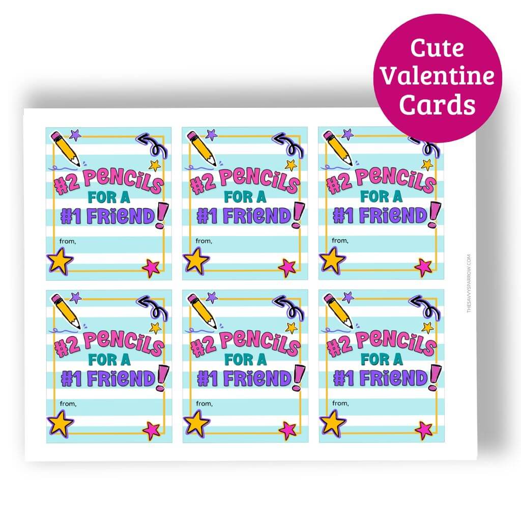 Printable Pencil Valentines for Kids