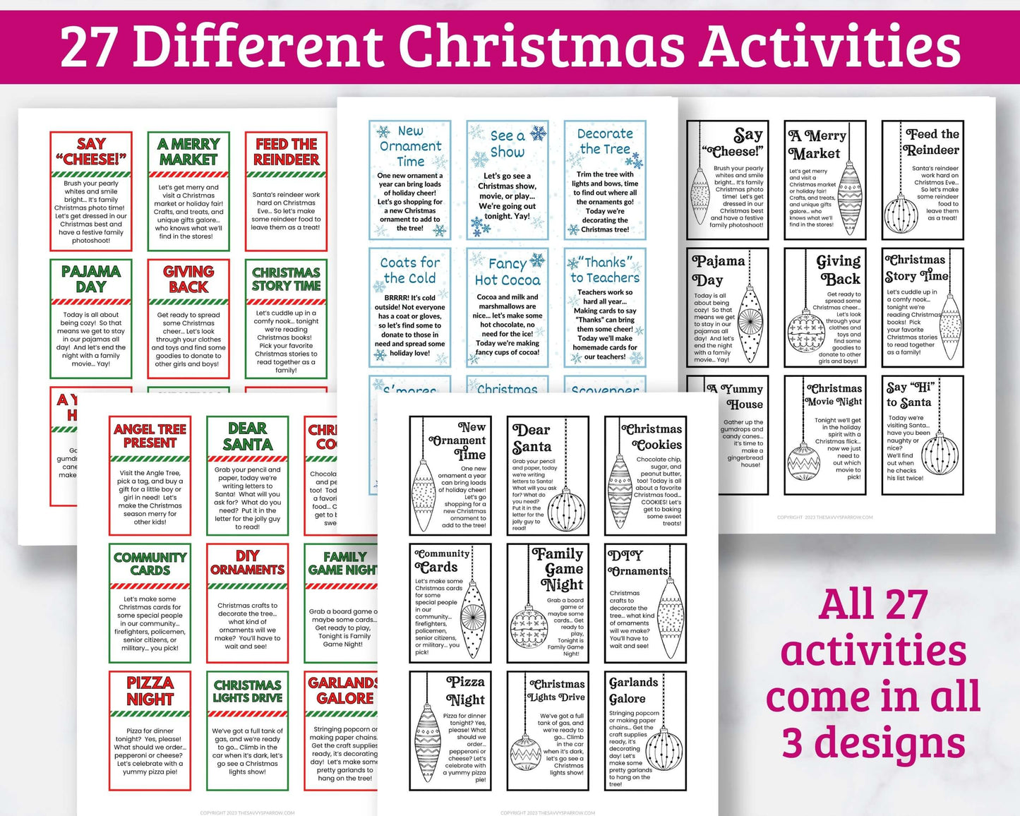 DIY Advent Calendar Kit with 27 Kids' Activity Cards - Printable