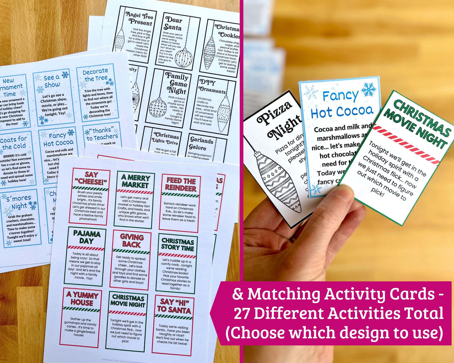 DIY Advent Calendar Kit with 27 Kids' Activity Cards - Printable