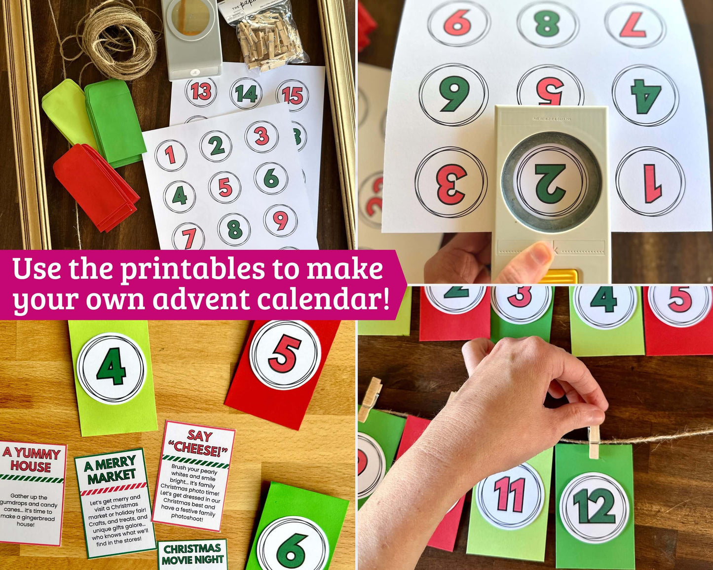 DIY Advent Calendar Kit with 27 Kids' Activity Cards - Printable