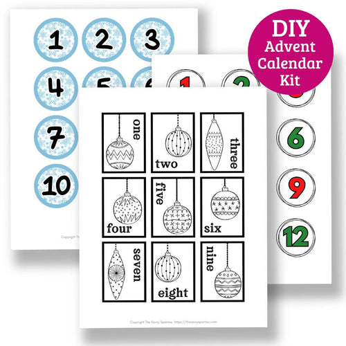 DIY Advent Calendar Kit with 27 Kids' Activity Cards - Printable