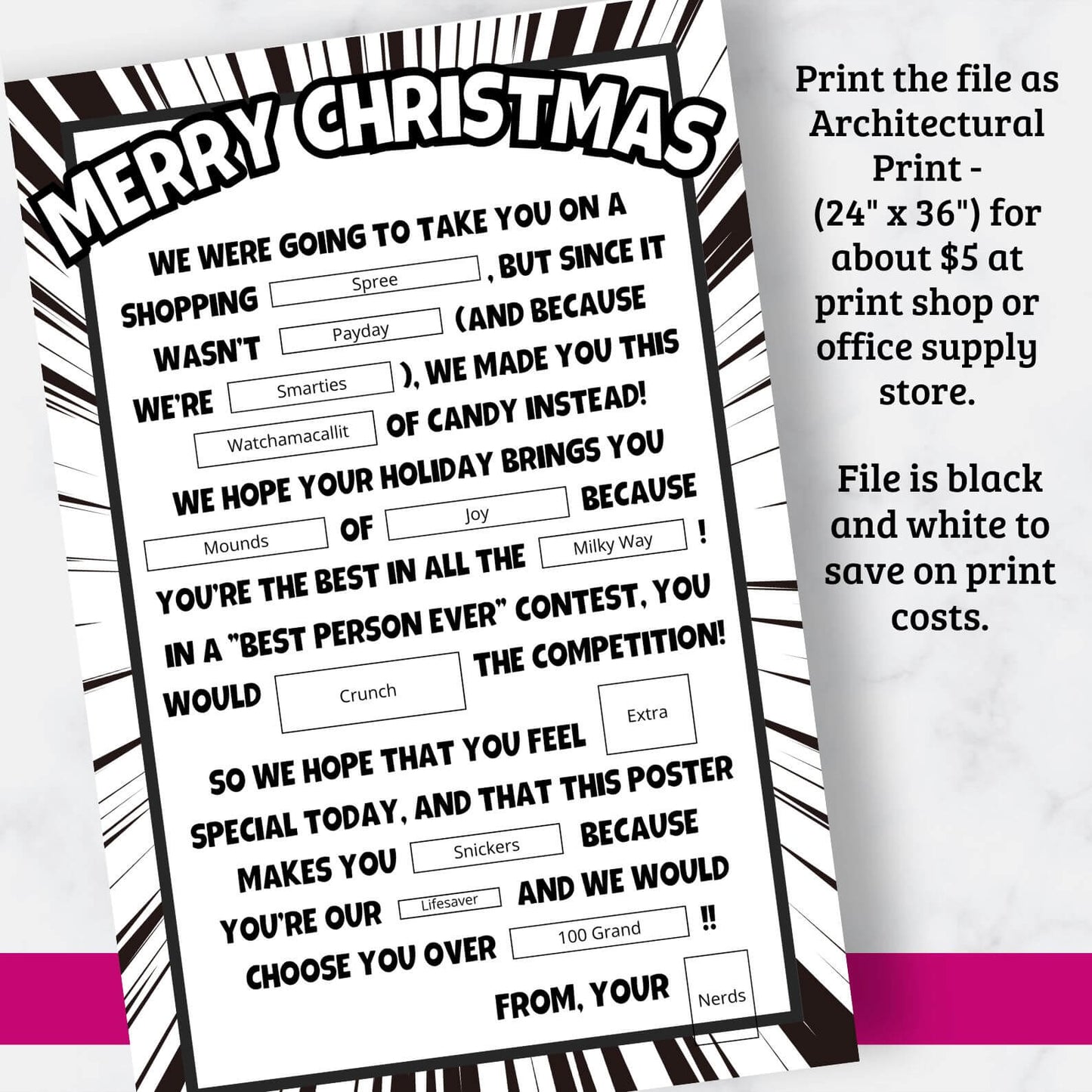 Printable Christmas Candy Poster - PDF Download