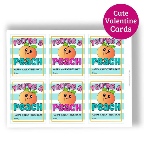 You're a Peach Printable Valentines for Kids